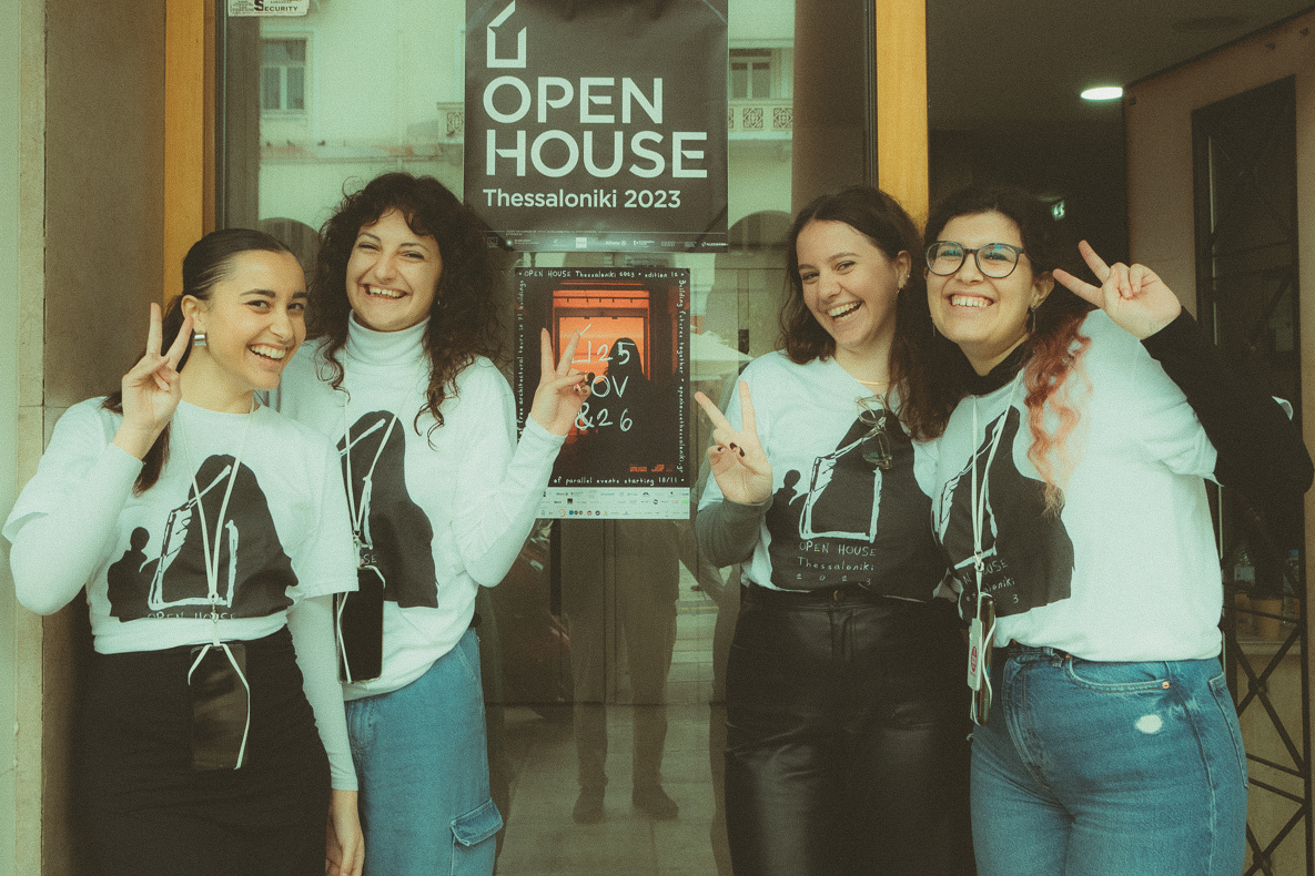 Open House Thessaloniki 2023 volunteers. Photo by Kostis Chatzis. Courtesy of Open House Greece